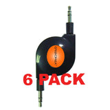 6 Pack 3.5mm Audio Cable - Retractable (Black) - GRANDMAX.com