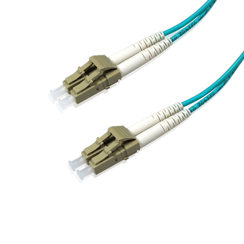 Duplex Multimode Fiber Optic Cable - LC/LC, OM3, 10Gig, Aqua - GRANDMAX.com