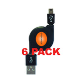 6 Pack 3.5mm Audio Cable - Retractable (Black) | GRANDMAX.com