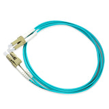 Duplex Multimode Fiber Optic Cable - LC/LC, OM3, 10Gig, Aqua - GRANDMAX.com