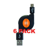 6 Pack USB to Micro USB Cable - Retractable - GRANDMAX.com