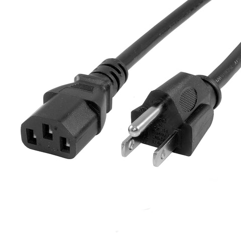 Power Cord - NEMA 5-15P to C13 SJT, 18AWG 125V 10A,  UL/CSA ,Black