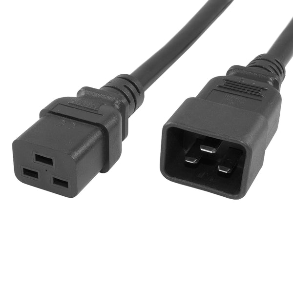 Power Cord - IEC 60320 C19 to C20 SJT, 12AWG 250V 20A , UL/CSA/RoHS, Black