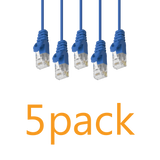 5 Pack - Cat6 Slim Patch Cable Molded Snagless Boot - Blue GRANDMAX.com