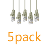 5 Pack - Cat6 Slim Patch Cable Molded Snagless Boot - Gray GRANDMAX.com