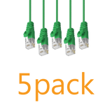 5 Pack  - Cat6 Slim Patch Cable Molded Snagless Boot - Green GRANDMAX.com