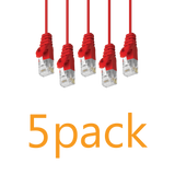 5 Pack - Cat6 Slim Patch Cable Molded Snagless Boot - Red GRANDMAX.com