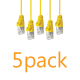 5 Pack - Cat6 Slim Patch Cable Molded Snagless Boot - Yellow GRANDMAX.com